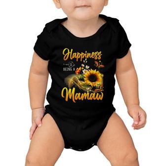 Happiness Is Being A Mamaw Sunflowers Butterflies Baby Onesie | Mazezy