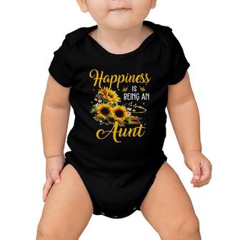 Happiness Is Being An Aunt Funny Sunflower Lovers Aunt Baby Onesie | Mazezy