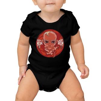 Happy Mom Angry Mom Fitted Baby Onesie | Mazezy