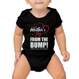 Happy Mother's Day From The Bump Funny Pregnancy Mother's Day Baby Onesie | Mazezy
