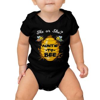He Or She Auntie To Bee Gender Baby Reveal Announcement Baby Onesie | Mazezy