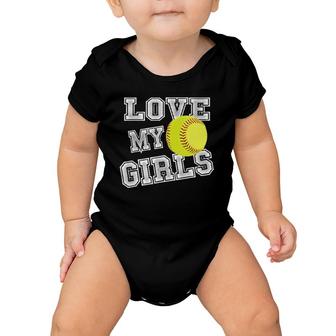 I Love My Girls Mom Softball Cute Softball Mom S Baby Onesie | Mazezy