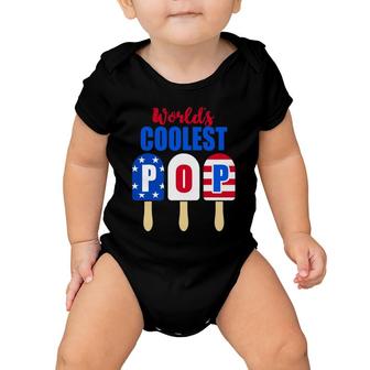 Ice Cream World's Coolest Pop American Flag Fathers Day Baby Onesie | Mazezy