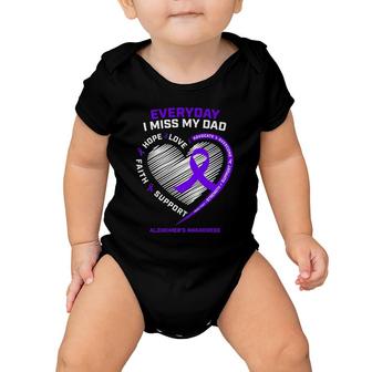 In Memory Dad Purple Alzheimer's Awareness Baby Onesie | Mazezy