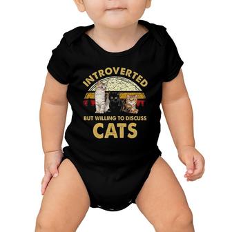 Introverted But Willing To Discuss Cats Funny Cat Mom Retro Baby Onesie | Mazezy
