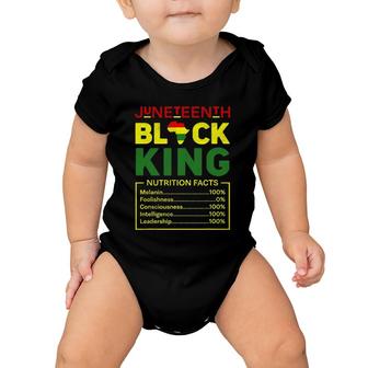 Juneteenth Black King Nutritional Facts Mens Boys Dad Baby Onesie | Mazezy