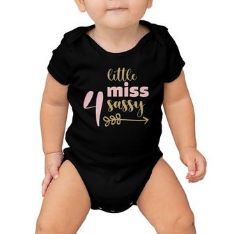 Kids Birthday Girl Tee For Toddler N Kids Little Miss Sassy 4Th Birthday Baby Onesie | Mazezy