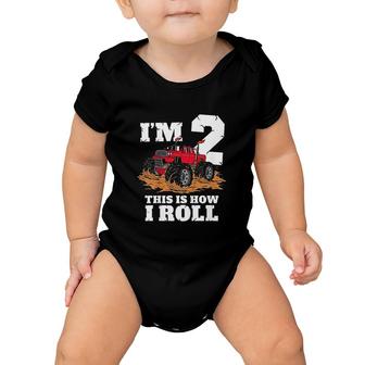 Kids Monster Truck 2nd Birthday Boy 2 Two Year Old Baby Onesie - Seseable