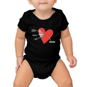 Kids Video Games Gift Pizza Wifi Mom Heart Kid Baby Boy Valentine's Day Gift Baby Onesie | Mazezy
