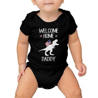 Kids Welcome Home Daddy Dinosaurrex American Flag Baby Onesie | Mazezy
