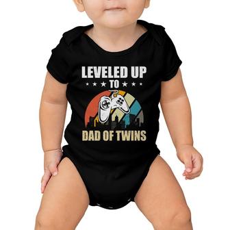 Leveled Up To Dad Of Twins Video Gamer Gaming Baby Onesie | Mazezy
