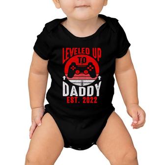 Leveled Up To Daddy Est 2022 Funny Soon To Be Dad Baby Onesie | Mazezy