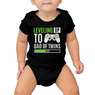 Leveling Up To Dad Of Twins Gaming Gender Reveal Celebration Baby Onesie | Mazezy