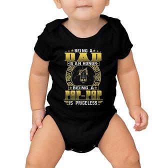 Lion Being A Dad Is An Honor Being A Pop Pop Is Priceless Baby Onesie | Mazezy