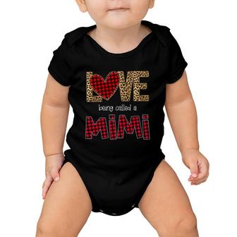 Love Being Called A Mimi Leopard Red Plaid Heart Grandmother Baby Onesie | Mazezy