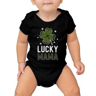 Lucky Mama Mom Green Buffalo Plaid St Patrick's Day Matching Baby Onesie | Mazezy