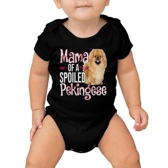 Mama Of A Spoiled Pekingese Happy Mother's Day Floral Dog Baby Onesie | Mazezy