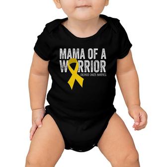 Mama Of A Warrior Childhood Cancer Ribbon Baby Onesie | Mazezy