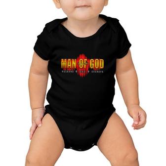 Man Of God Husband Dad Granpa Metal Barbed Wire Baby Onesie | Mazezy