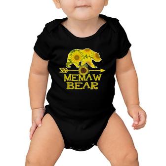 Memaw Bear Sunflower Funny Mother Father Gifts Baby Onesie | Mazezy
