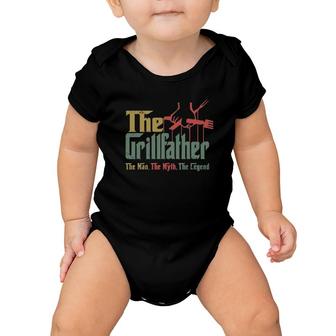 Men Vintage Funny The Grillfather Grill Father Vintage Baby Onesie | Mazezy