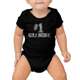 Mens 1 Grandpa Number One Father's Day Gift Tee Baby Onesie | Mazezy