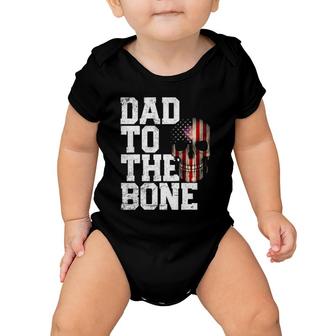 Mens American Flag Skull 4Th Of July Dad Father's Day Baby Onesie | Mazezy