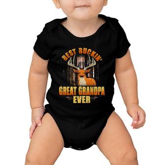 Mens Best Buckin' Great Grandpa Ever Deer Hunting Father's Day Baby Onesie | Mazezy