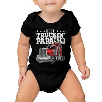 Mens Best Truckin Papa Ever Big Rig Trucker Father's Day Gift Men Baby Onesie | Mazezy