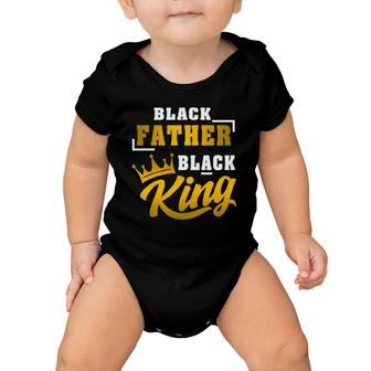 Mens Black Father Black King African American Dad Father's Day Baby Onesie | Mazezy