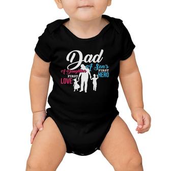 Mens Dad A Son's First Hero A Daughter's First Love Gift Baby Onesie | Mazezy
