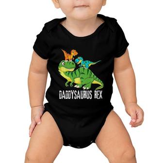 Mens Daddy Daddysaurus Rex 2 Kids Dinosaur Father's Day Gift Baby Onesie | Mazezy