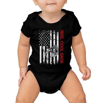 Mens Fishing Stuff For Fathers Day, Reel Cool Dada American Flag Baby Onesie | Mazezy