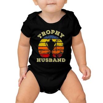 Mens Funny Husband Dad Vintage Retro Sunset Trophy Fathers Day Baby Onesie | Mazezy