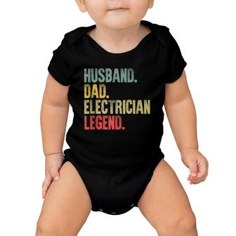 Mens Funny Vintage Husband Dad Electrician Legend Retro Baby Onesie | Mazezy