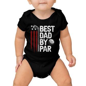 Mens Golf Best Dad By Par Daddy Golfer American Flag Father's Day Baby Onesie | Mazezy