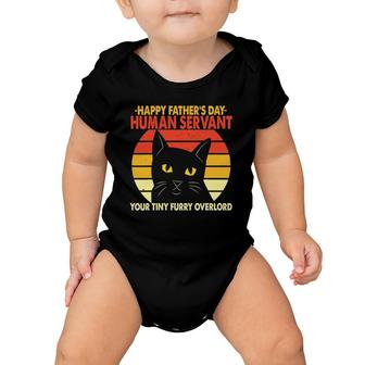 Mens Happy Father's Day Human Servant Your Tiny Furry Overlord Baby Onesie | Mazezy