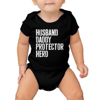 Mens Husband Daddy Protector Hero Father's Day Gif Baby Onesie | Mazezy
