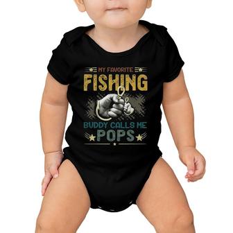 Mens Mens My Favorite Fishing Buddy Calls Me Pops Fathers Day Baby Onesie | Mazezy