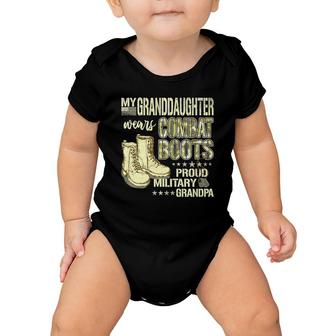 Mens My Granddaughter Wears Combat Boots Proud Military Grandpa Baby Onesie | Mazezy
