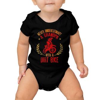Mens Never Underestimate A Grandpa With A Dirt Bike Gift For Dads Baby Onesie | Mazezy