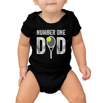 Mens Number One Daddy Funny Gift From Son Daughter 1 Tennis Dad Baby Onesie | Mazezy