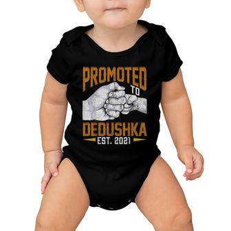 Mens Promoted To Dedushka Est 2021 Father's Day Gift New Dedushka Baby Onesie | Mazezy