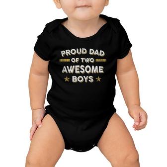 Mens Proud Dad Of 2 Two Awesome Boys Father Papa Daddy Baby Onesie | Mazezy