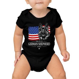 Mens Proud German Shepherd Dad American Flag Patriotic Dog Gift Baby Onesie | Mazezy