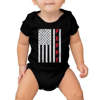 Mens Proud Pappy Vintage Flag Birthday Fathers Day Baby Onesie | Mazezy