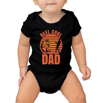 Mens Reel Cool Dad Fisherman Daddy Father's Day Fishing Baby Onesie | Mazezy