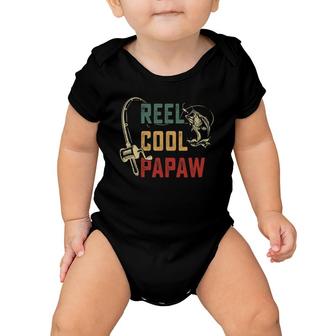 Mens Reel Cool Papaw Vintage Fisherman Father's Day Baby Onesie | Mazezy