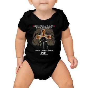 Mens Religious Gifts For Men Dad Lion Cross Christian Fathers Day Baby Onesie | Mazezy