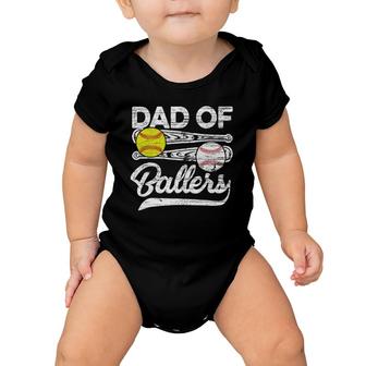 Mens Retro Vintage Father's Day Dad Softball Baseball Lover Baby Onesie | Mazezy